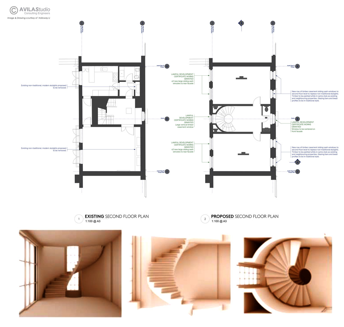 Plans and stair