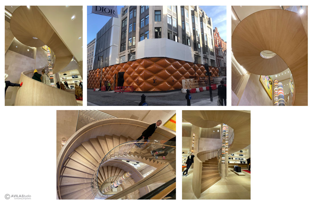 Louis Vuitton steel and glass stair